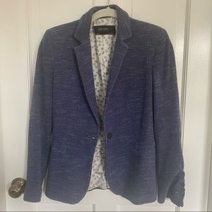 Zara Navy Lined Blazer w/ Elbow Pad detail